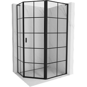 Mexen Mist L правоъгълна асиметрична душ кабина с отваряща се врата, 90 x 80 см, черна решетка, черна - 8A8L-090-080-70-77-P (8A8L-090-080-70-77-P)