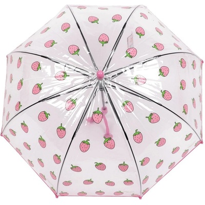 Dětský průhledný vystřelovací deštník jahoda růžová – Zboží Mobilmania
