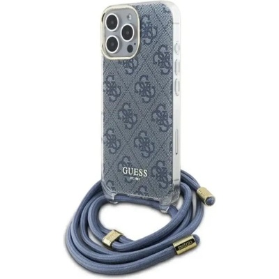 GUESS Калъф Guess Crossbody Cord 4G Print Case с въже за iPhone 16 Pro - син (3666339344351)