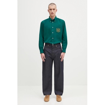 Drôle de Monsieur Памучна риза Drôle de Monsieur La Chemise Slogan Tresses в зелено със свободна кройка с яка с копче H. SH237. CO217 (H.SH237.CO217)