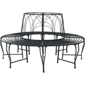 vidaXL Дървесен бенч 8 -местен Ø 160 x 89 см steel Черно Кръгла (42029515)