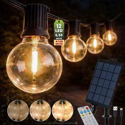 Girlanda Solárna Záhradná 40x LED Ozdobné Guľôčky 19, 55m 2700K Teplá + Diaľkový ovládač CALLIS2 LUMILED