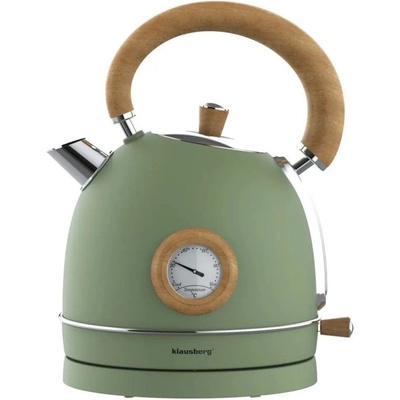 Klausberg Електрическа кана-чайник Klausberg KB 9008, 2200W, 1.8 л, 360° основа, Индикатор ниво вода, Термометър, Зелен (9999KB9008)