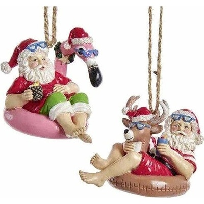 KURT ADLER Vianočná ozdoba – Santa na kruhu, 1 ks