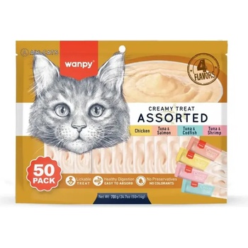 Wanpy Creamy Treat Assorted Cat премиум кремообразно лакомство за котки микс вкусове 50брх14gr