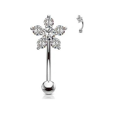 Šperky4U piercing do obočí kytička čiré zirkony OB0006-C