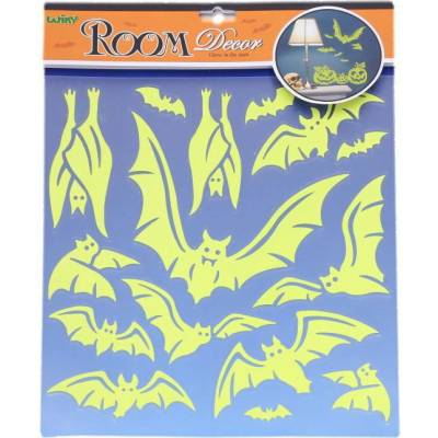 Nálepky na zeď svítící ve tmě 38x31 cm Netopýři HALLOWEEN