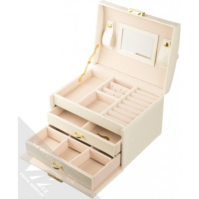 ISO šperkovnice se zrcadlem na klíč 6347 béžová – Zboží Dáma