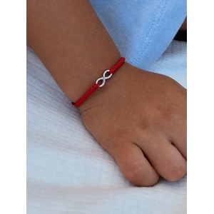 Kathryn' s Bracelets Детска гривна " Безкрайност" от бяло злато и червен конец (ДББЗ)