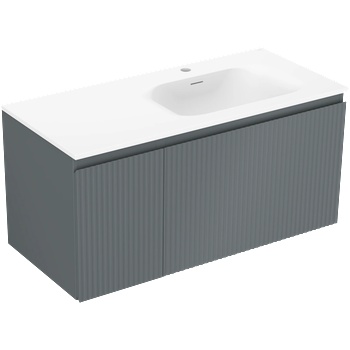 Mexen Rivel шкаф за баня 100 см с мивка Vela дясна, 1S, 1D, рифлована, графит/бял мат - 91A23-10047-3-BBFF66-W23P01 (91A23-10047-3-BBFF66-W23P01)