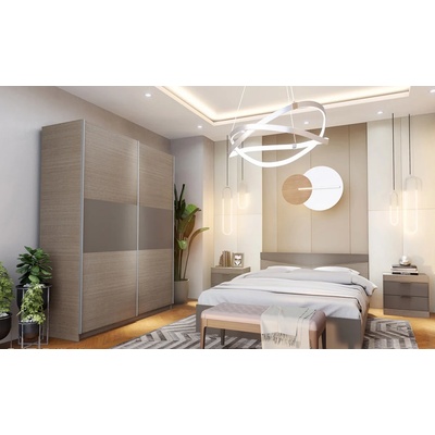 Bogdan Furniture I Спален комплект модел 7070 за матрак 160/200, Мока/Лате