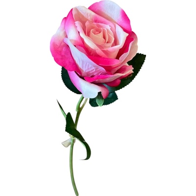 Umělá růže 53 cm růžovobílá