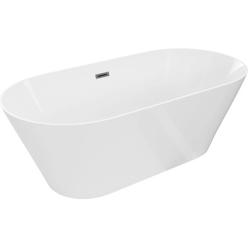 Mexen Luna Slim свободностояща вана 170 x 75 cm, бяла, преливник gun gray четкан - 52041707500-66 (52041707500-66)