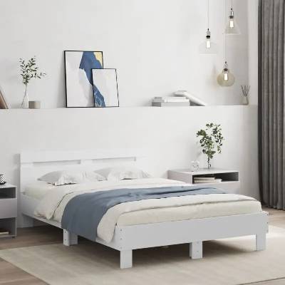 Petrashop 3207448 Rám postele s čelem bílý/ kompozitní dřevoní / dřevo Bílá