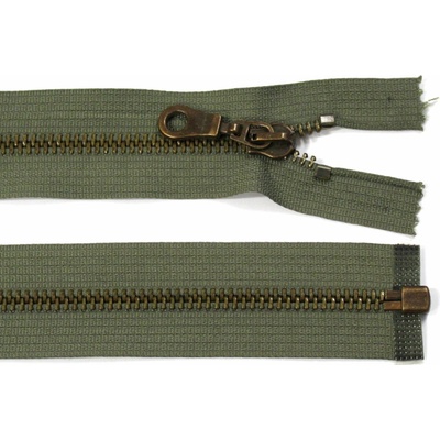 Kovový zip no.5 rozepínací 45cm (staromosazné zoubky) - více barev b: 09 khaki