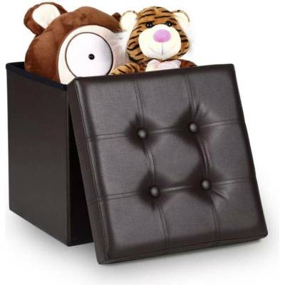 FurniGO Taburetka s úložným prostorem 38x38x38 cm - hnědá