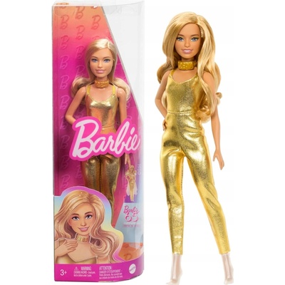 Barbie Fashionistas Petite ve zlatém overalu 65. výročí HRH19