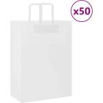 vidaXL Хартиени торбички 50 бр с дръжки бели 32x17x44 см (4101832)