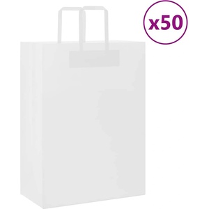 vidaXL Хартиени торбички 50 бр с дръжки бели 32x17x44 см (4101832)