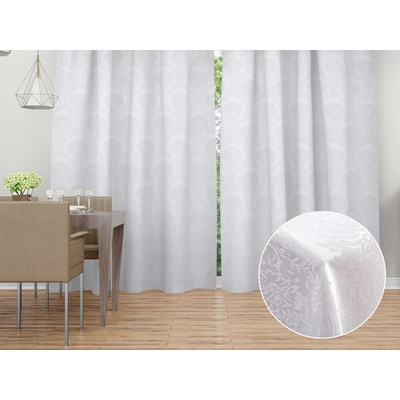 Biante Dekorační závěs Monako PM-122 Zámecký vzor bílý - šířka 140 cm 140x220 cm