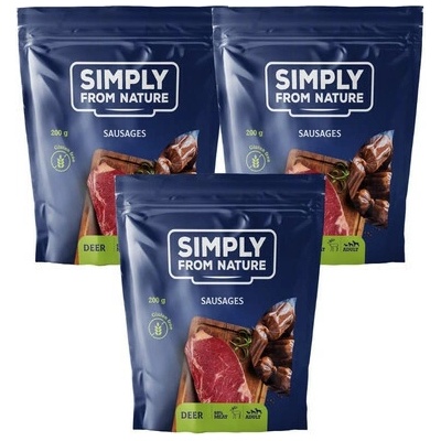 SIMPLY FROM NATURE Klobásky pre psov s jelením mäsom 3 x 200 g