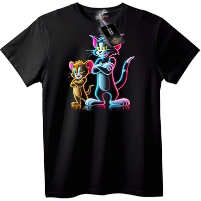 NOONEBRAND Тениска Tom and Jerry неон - 5XL, Black