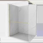 Mexen Kioto+ душ кабина с рафт Walk-in 70 x 200 см, прозрачен, златен четкан - 800-070-121-55-00 (800-070-121-55-00)