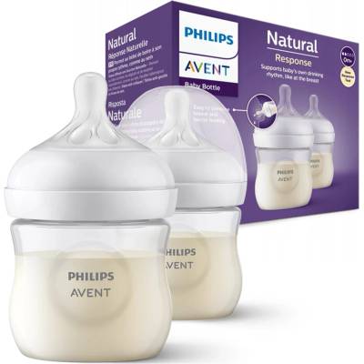 Avent láhve Natural Response průhledná dudlík s ventilem AirFree 2 ks 125 ml