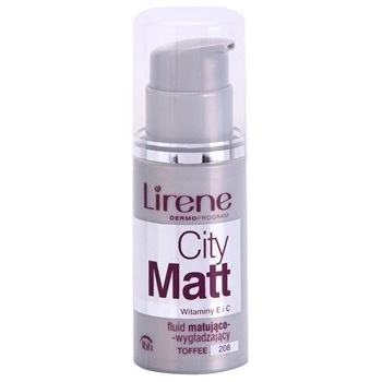 Lirene City Matt matující fluidní make-up s vyhlazujícím efektem 208 Toffee 16 h with Vitamin E and C 30 ml