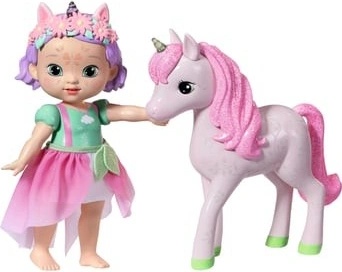 BABY Born Storybook Una E Unicorno 18cm 833827 - Set Accessori Con Luci E Facce Che Cambiano Colore, Pile Incluse, Libro Illustrato E Sfondo, Età 3+