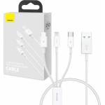 Baseus Superior Data USB-A/microUSB - Lightning - USB-C Cable 3.5A 0.5m (White)
