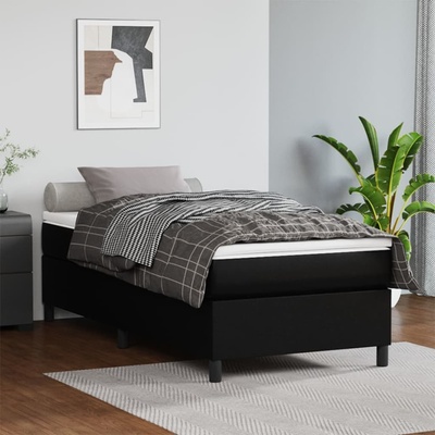 Petrashop 3144578 boxspring postel s matrací černá umělá kůže