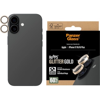 Panzer Протектор за камера PaznerGlass Hoops за iPhone 17/iPhone 16/16 Plus, Glitter Gold