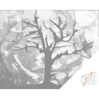 Vymalujsisam.sk Bodkovanie - Strom na čarovnom pozadí Farba: Zelená, Veľkosť: 40x50cm, Rám: Bez rámu, iba zrolované plátno