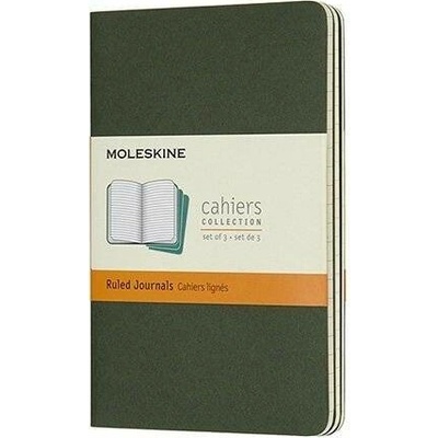Moleskine Sešity Cahier A6 linkovaný 3 ks tmavě zelené
