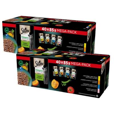 SHEBA Nature’s Collection Výber príchutí 2x(40x85 g) - vlhké kompletné krmivo pre dospelé mačky, v omáčke