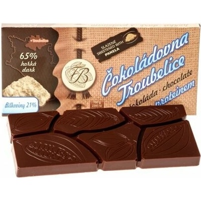 Čokoládovna Troubelice Čokoláda horká 65% s PROTEÍNOM, 45 g
