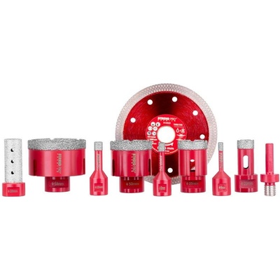Sada vyrezávačov Strend Pro Premium, 6-8-10-20-35-50-68 mm, adaptér, fréza na zväčšovanie dier, kotúč, M14, diamant, korunky, pr