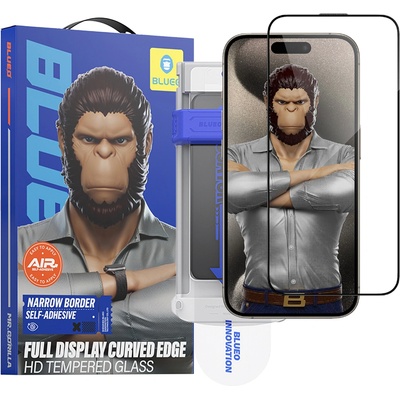 Blueo Протектор за iPhone 16 Pro - 3D Full Display Curved Edge HD Glass с апликатор Pro - черен