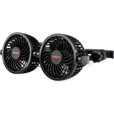 Amio Ventilátor do auta pre opierku hlavy s USB nabíjačkou 2x4" 12V