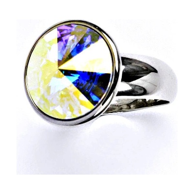 Čištín zlatý se Swarovski AB krystalem,prstýnek z bílého zlata T 1372