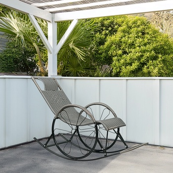 Люлеещ се стол ратан/метал сив rokin