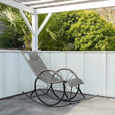 Люлеещ се стол ратан/метал сив rokin