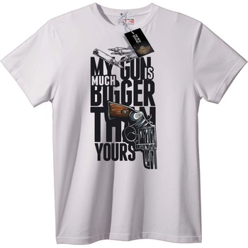 NOONEBRAND Тениска Моят пистолет е по-голям от твоя - M, White