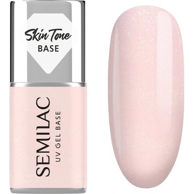 Semilac UV Gel Base Skin Tone Base основен лак за нокти с гел цвят Glitter Rose 7ml