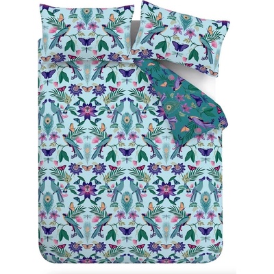 Catherine Lansfield Синьо двойно спално бельо 200x200 cm Mya Tropical Floral - Catherine Lansfield (BD/58171/W/DQS/DE)