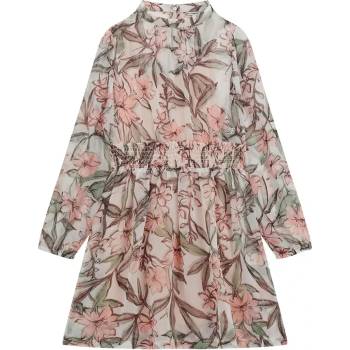 Guess Нежна шифонена рокля за момиче с цветя и цип на гърба Guess