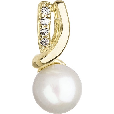 Pavona Zlatý přívěsek žluté zlato s bílou říční perlou a zirkony 94PZ00006