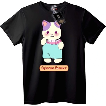 NOONEBRAND Тениска Sylvanian Families Котка - S, Black