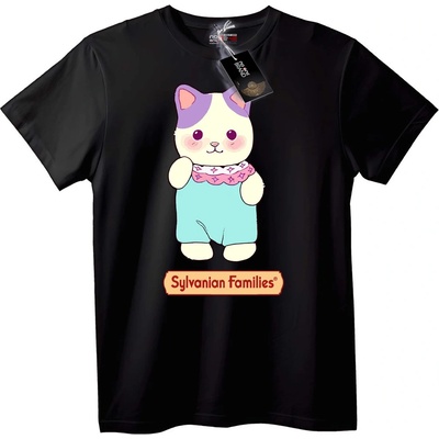 NOONEBRAND Тениска Sylvanian Families Котка - S, Black